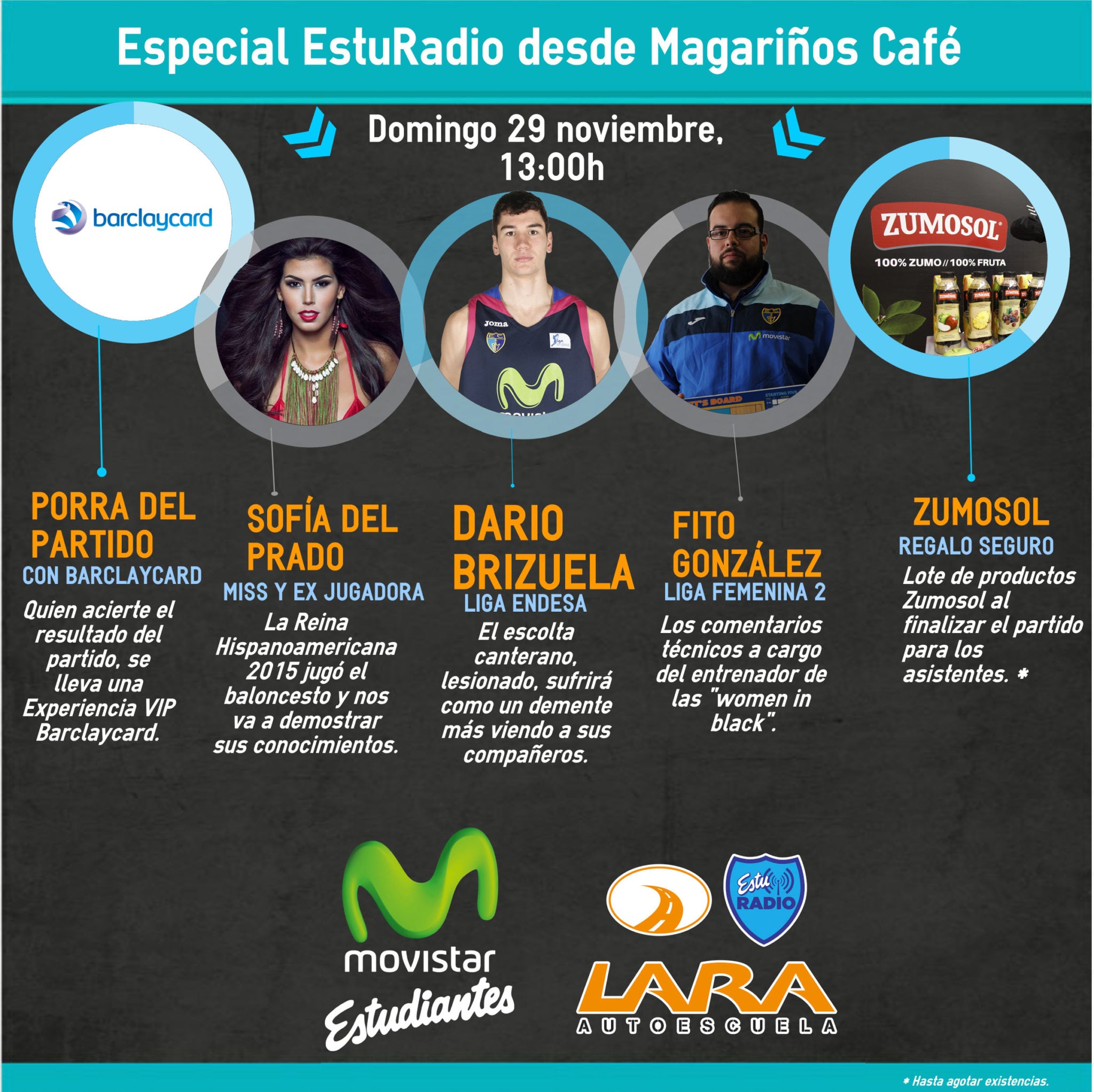 Especial EstuRadio desde Magariños Café con Darío Brizuela, la miss Sofía del Prado y Fito González. Además regalos y sorteos